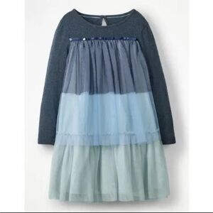 Mini Boden 11-12 Tiered Tulle Ruffle long sleeve dress